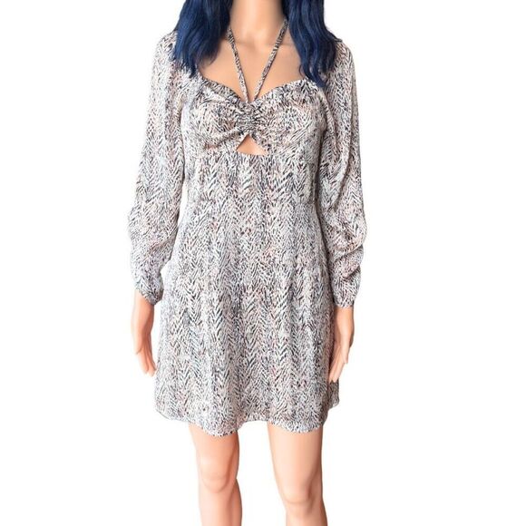 NEW Aqua Animal Print Halter Mini Dress Size Medium - Picture 2 of 7